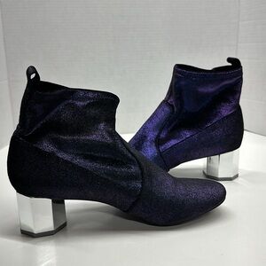 Katy Perry The Daina Ankle Boots Booties Block Heel Iridescent Purple Blue 9.5